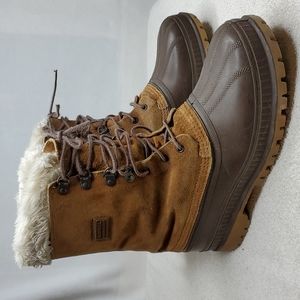 Sorel steel shank mens lace up insulated brown suede mid winter snow boots 9